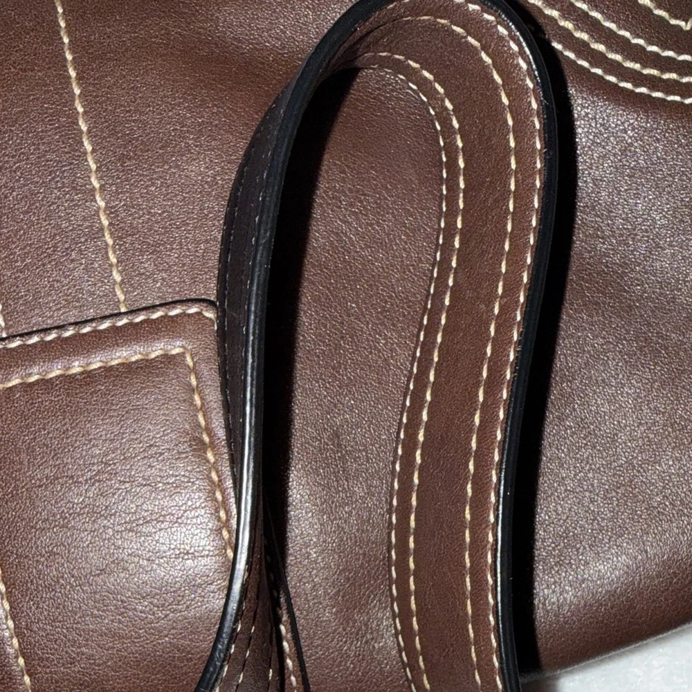 Coach Dark Brown Leather Shoulder Bag with Silver Hardware - Picture 11 of 16